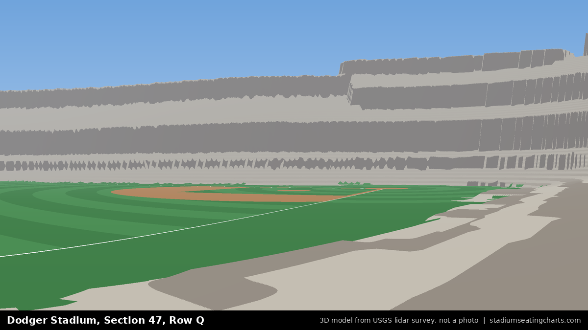 View from Dodger Stadium Section 47, Row Q, looking toward the pitcher's mound