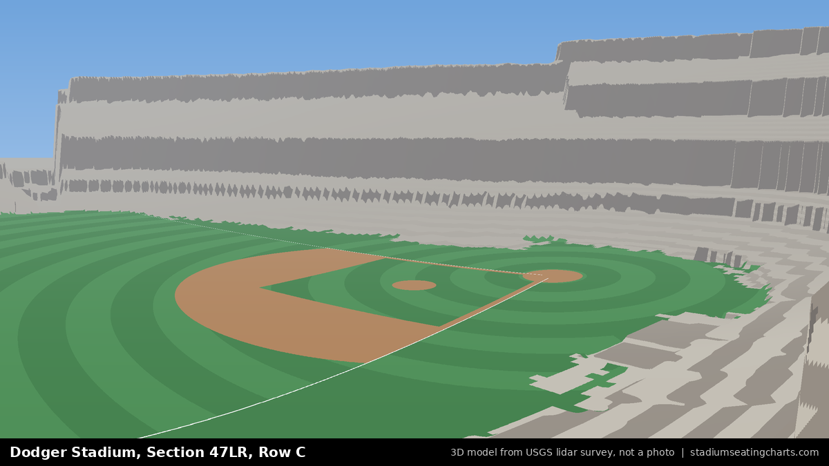 View from Dodger Stadium Section 47LR, Row C, looking toward the pitcher's mound