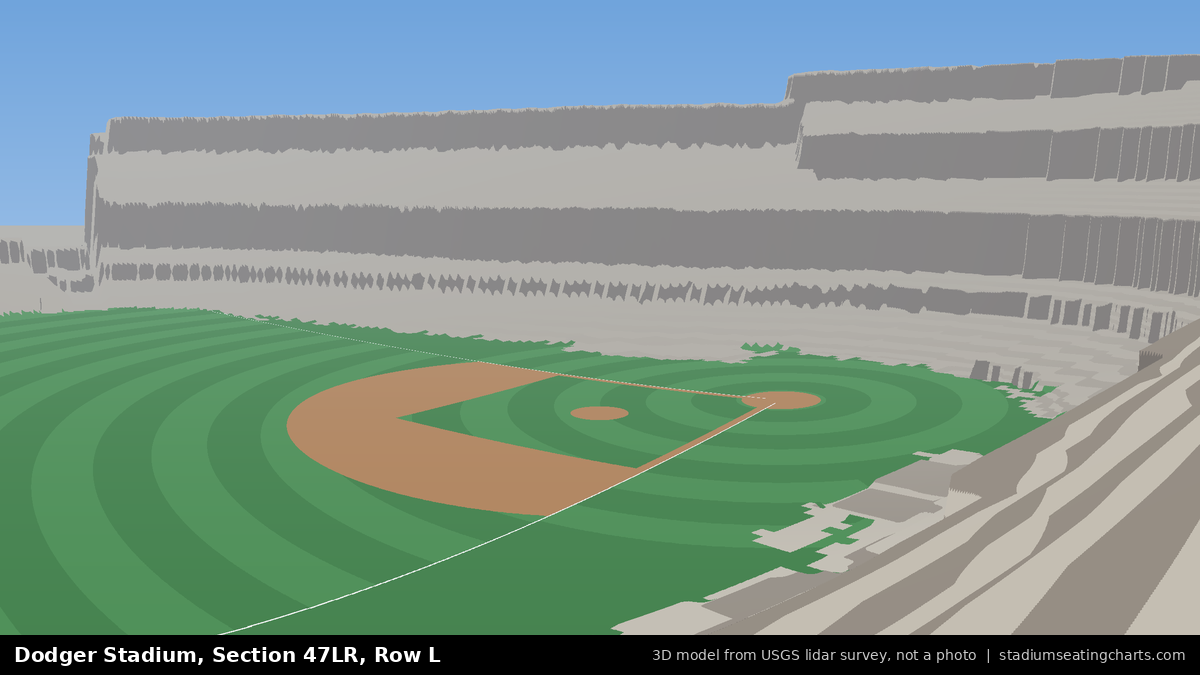 View from Dodger Stadium Section 47LR, Row L, looking toward the pitcher's mound