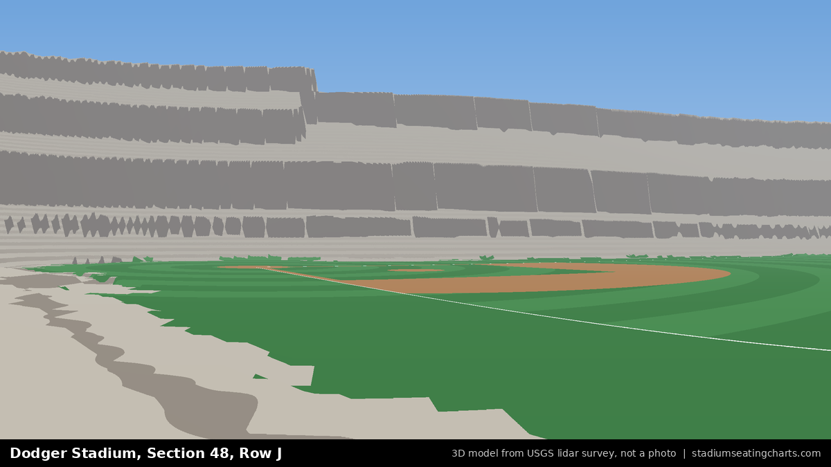 View from Dodger Stadium Section 48, Row J, looking toward the pitcher's mound
