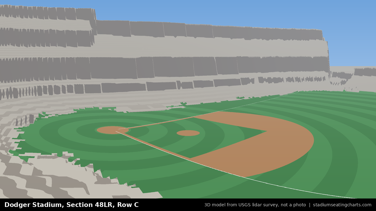 View from Dodger Stadium Section 48LR, Row C, looking toward the pitcher's mound