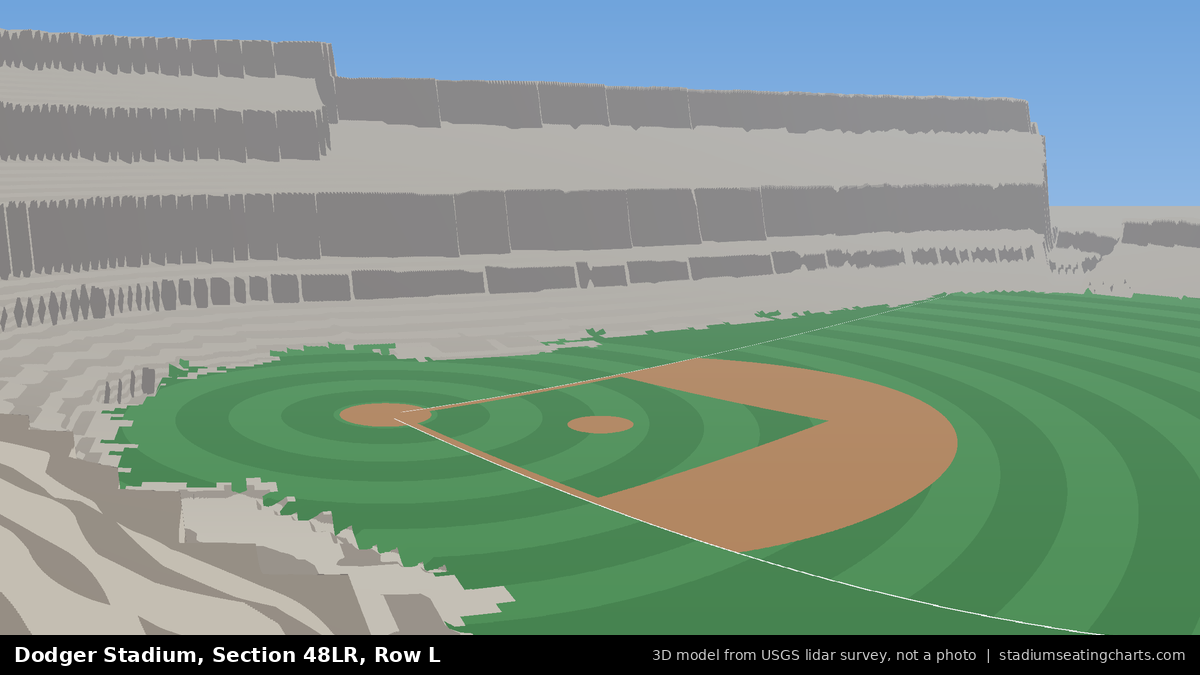View from Dodger Stadium Section 48LR, Row L, looking toward the pitcher's mound