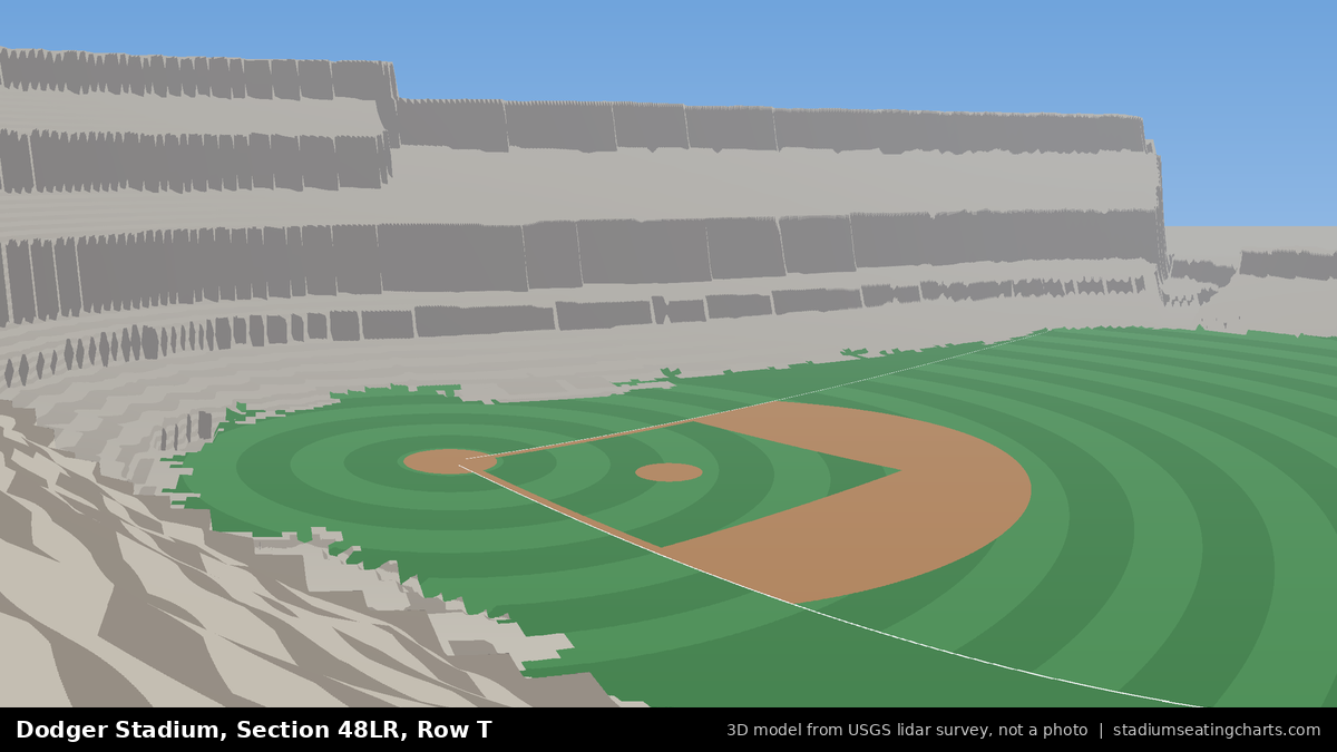 View from Dodger Stadium Section 48LR, Row T, looking toward the pitcher's mound