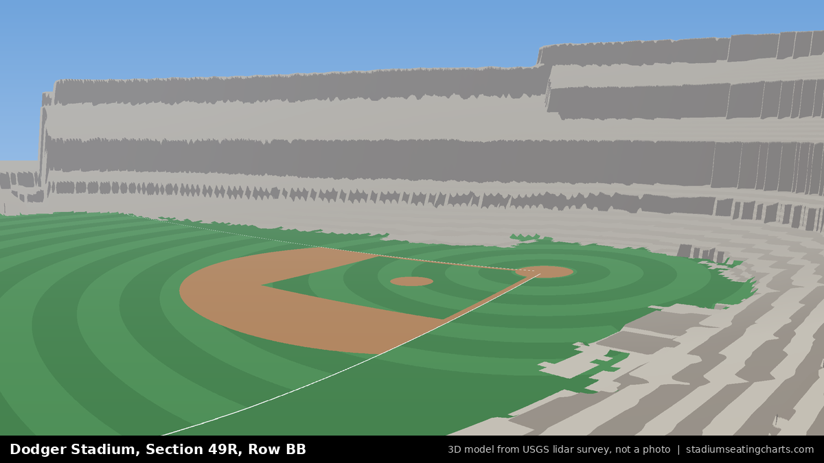 View from Dodger Stadium Section 49R, Row BB, looking toward the pitcher's mound