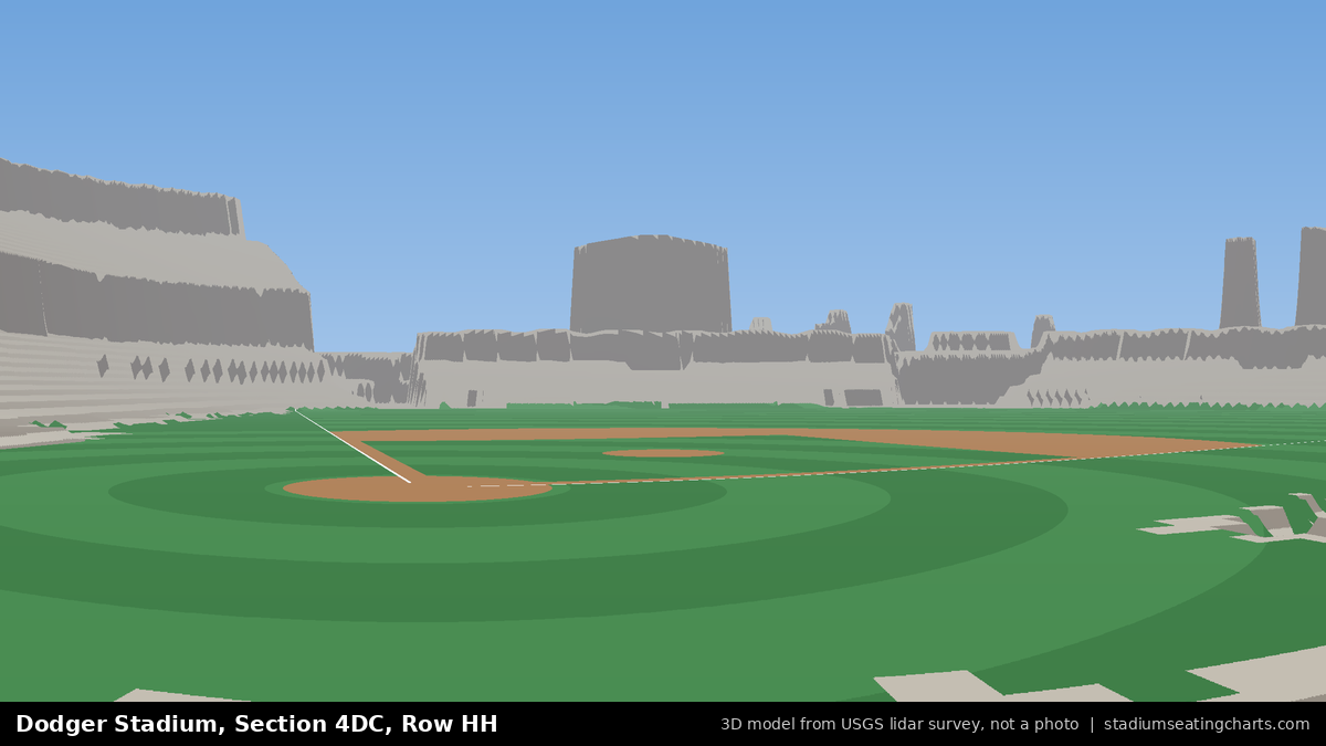 View from Dodger Stadium Section 4DC, Row HH, looking toward the pitcher's mound