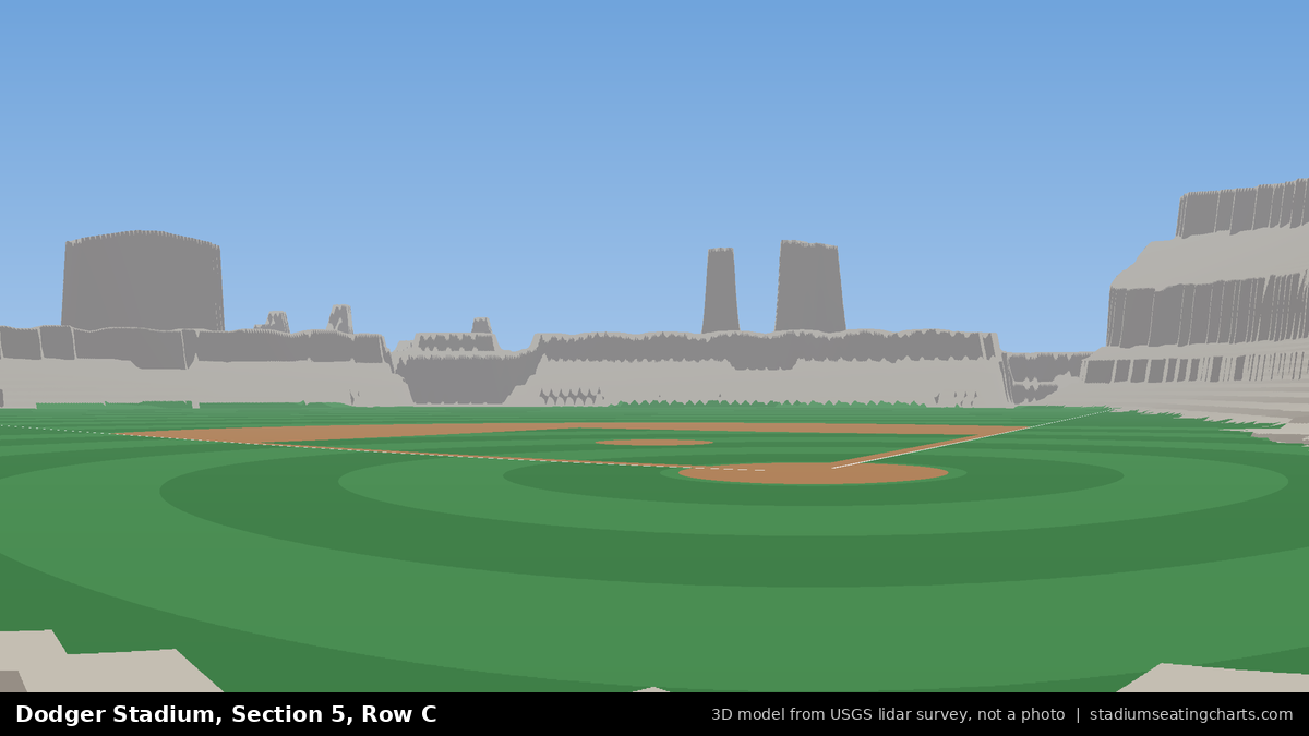 View from Dodger Stadium Section 5, Row C, looking toward the pitcher's mound