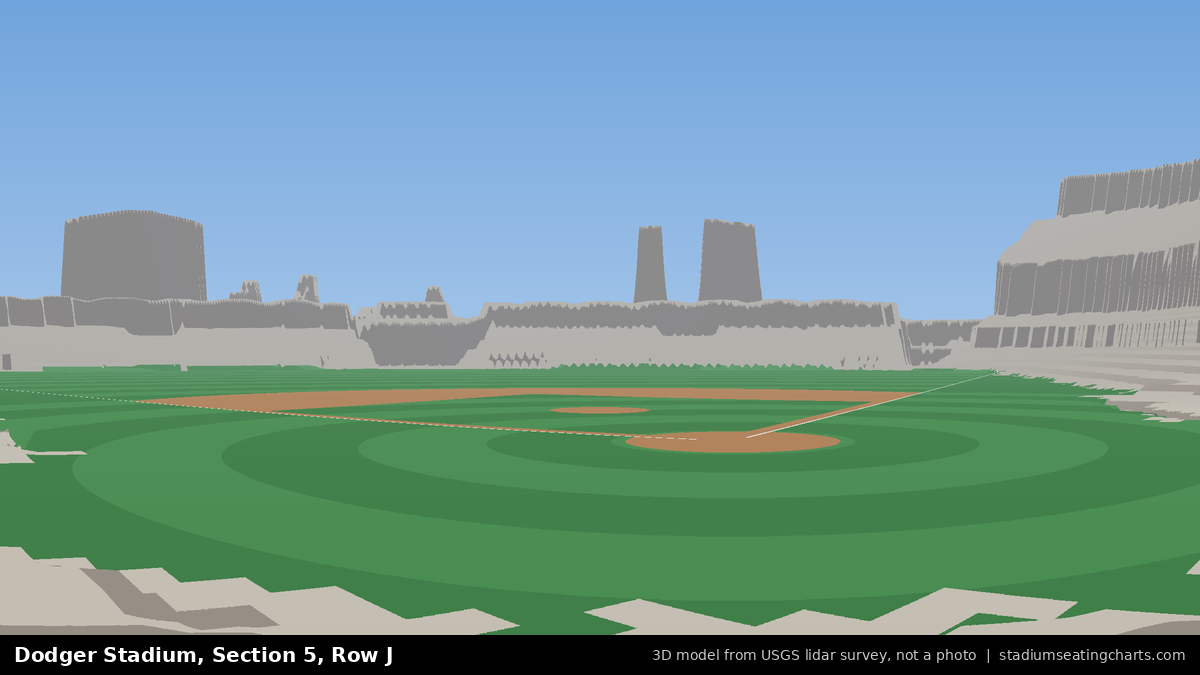 View from Dodger Stadium Section 5, Row J, looking toward the pitcher's mound