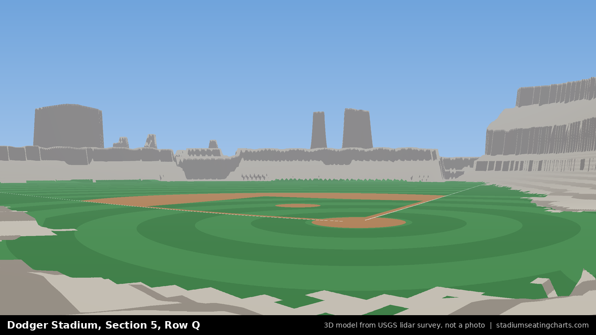View from Dodger Stadium Section 5, Row Q, looking toward the pitcher's mound