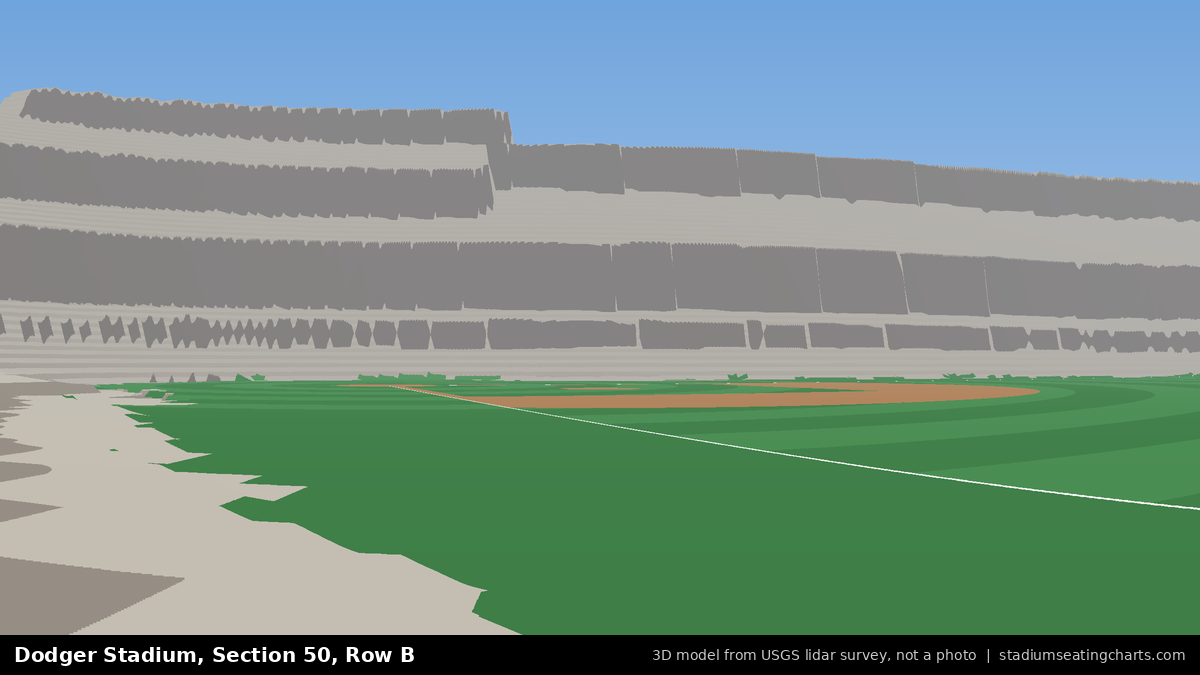 View from Dodger Stadium Section 50, Row B, looking toward the pitcher's mound