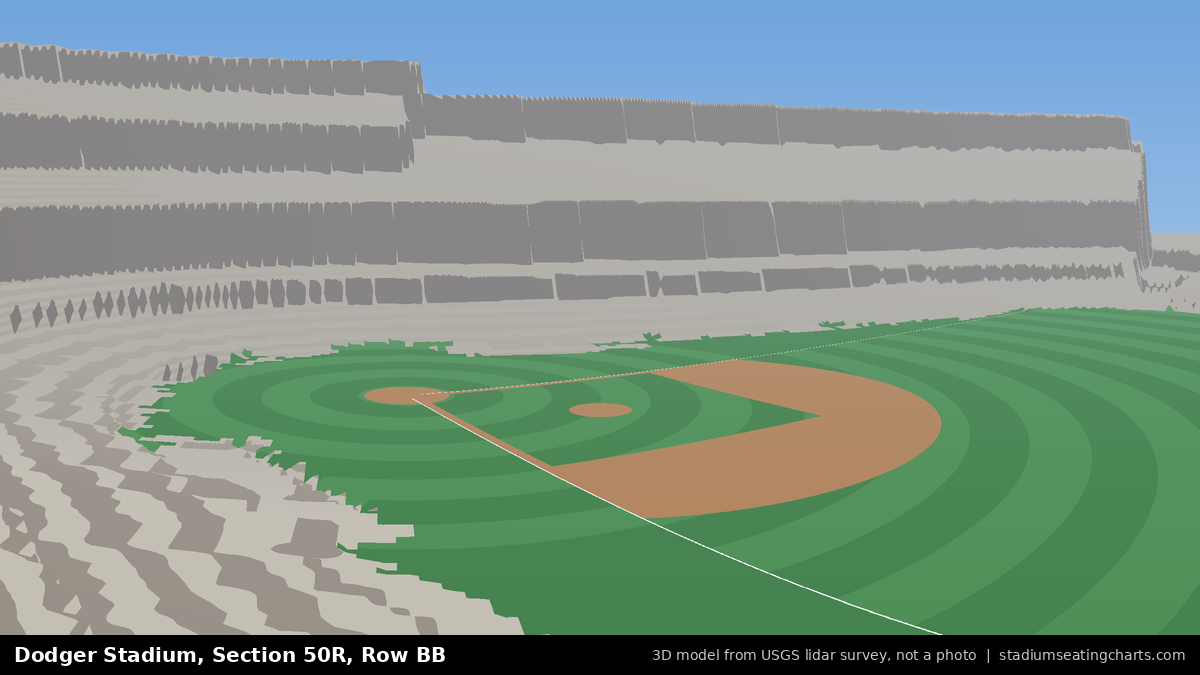 View from Dodger Stadium Section 50R, Row BB, looking toward the pitcher's mound