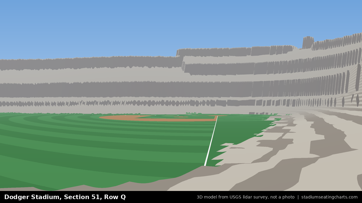 View from Dodger Stadium Section 51, Row Q, looking toward the pitcher's mound