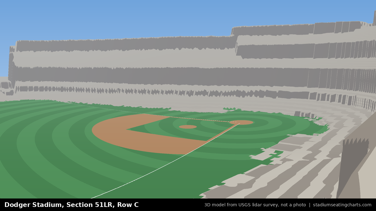 View from Dodger Stadium Section 51LR, Row C, looking toward the pitcher's mound