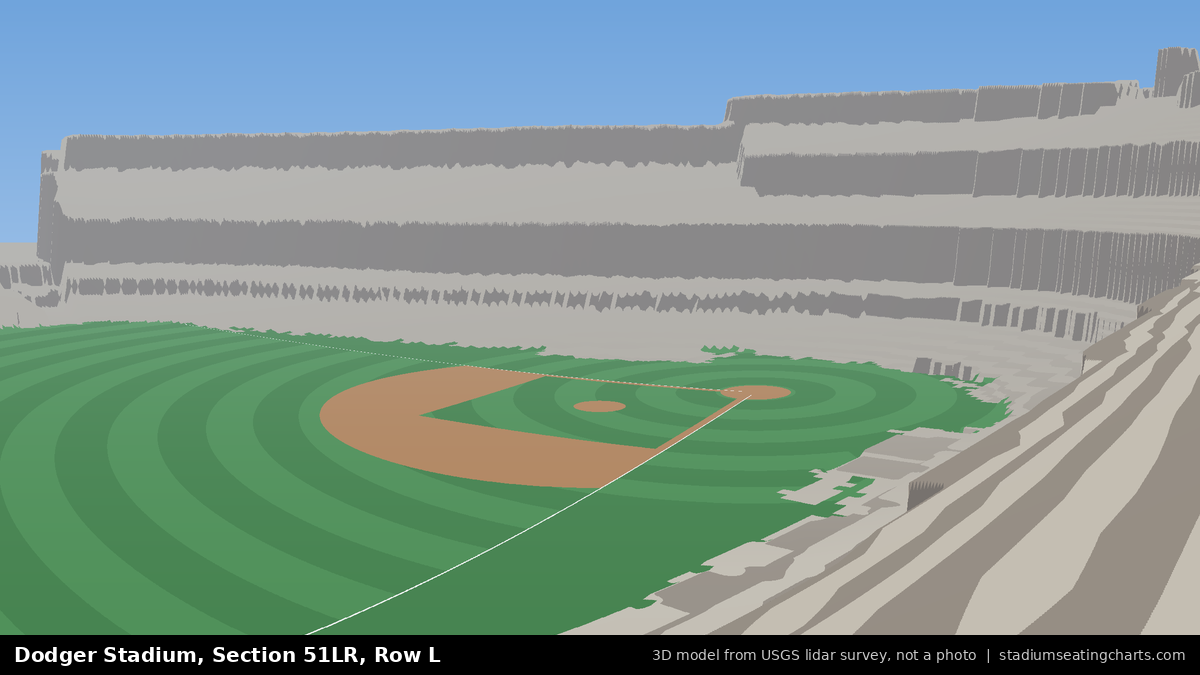 View from Dodger Stadium Section 51LR, Row L, looking toward the pitcher's mound