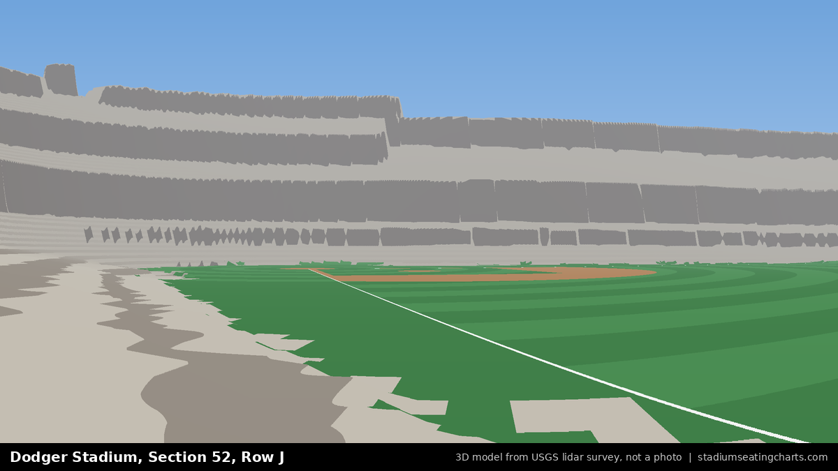 View from Dodger Stadium Section 52, Row J, looking toward the pitcher's mound