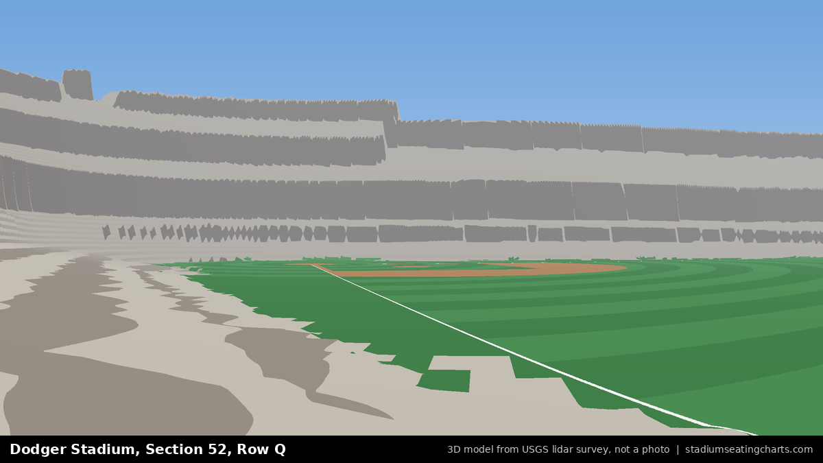 View from Dodger Stadium Section 52, Row Q, looking toward the pitcher's mound