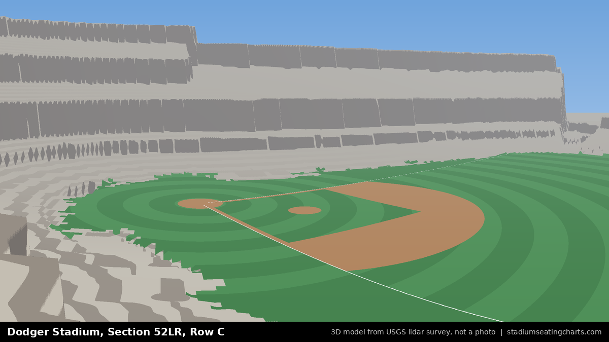 View from Dodger Stadium Section 52LR, Row C, looking toward the pitcher's mound