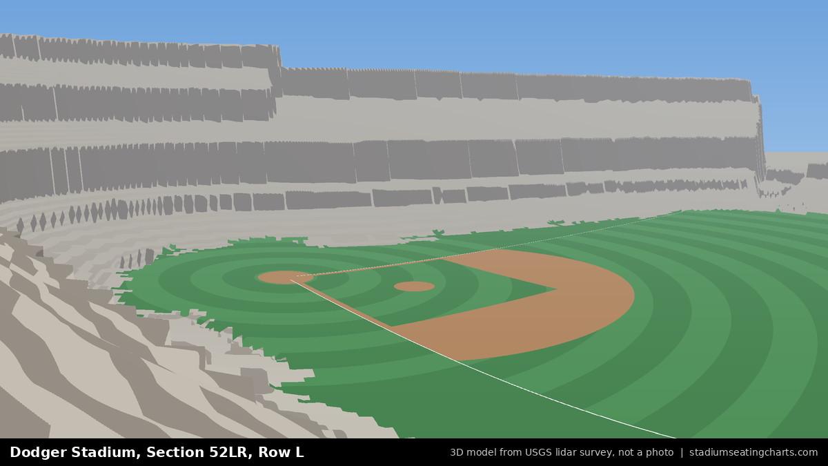 View from Dodger Stadium Section 52LR, Row L, looking toward the pitcher's mound