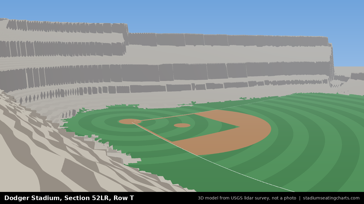 View from Dodger Stadium Section 52LR, Row T, looking toward the pitcher's mound