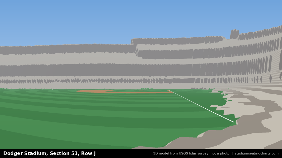 View from Dodger Stadium Section 53, Row J, looking toward the pitcher's mound