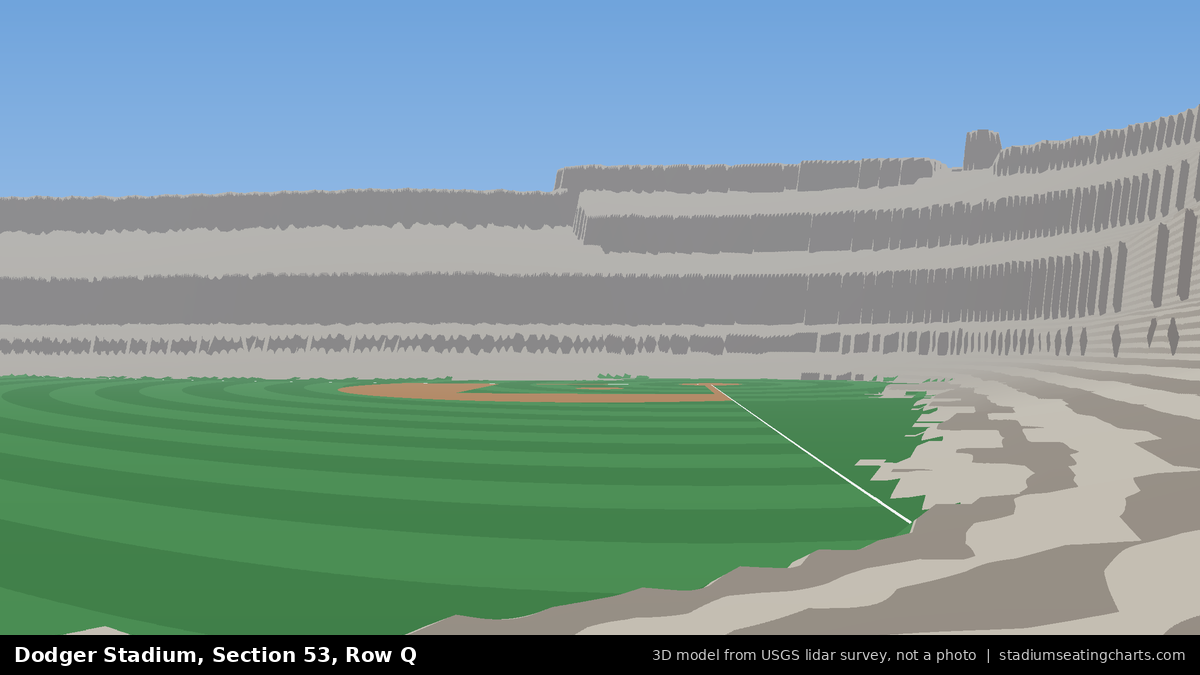 View from Dodger Stadium Section 53, Row Q, looking toward the pitcher's mound
