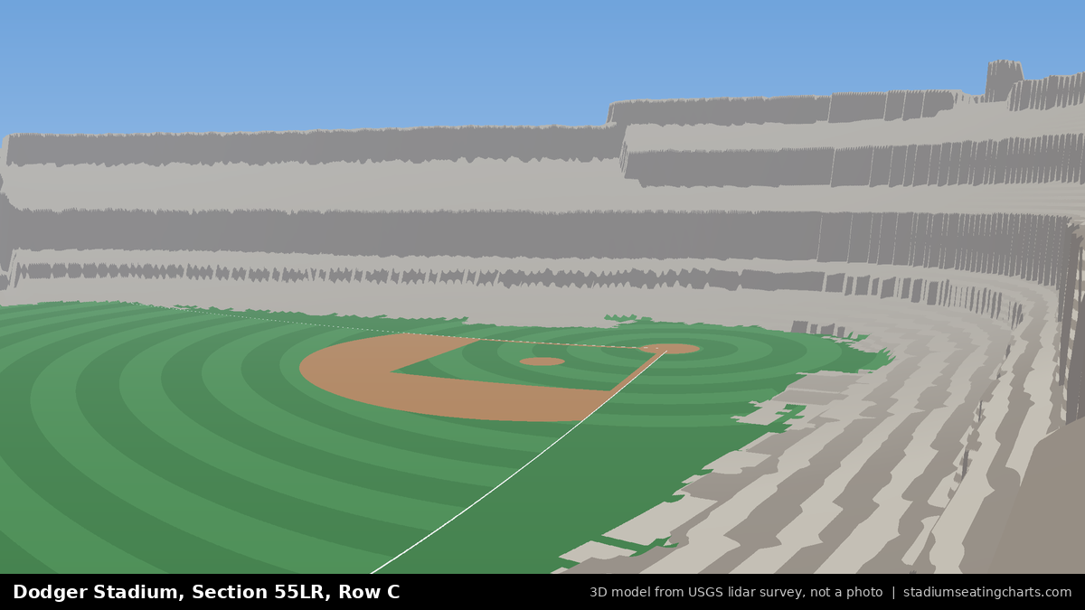View from Dodger Stadium Section 55LR, Row C, looking toward the pitcher's mound