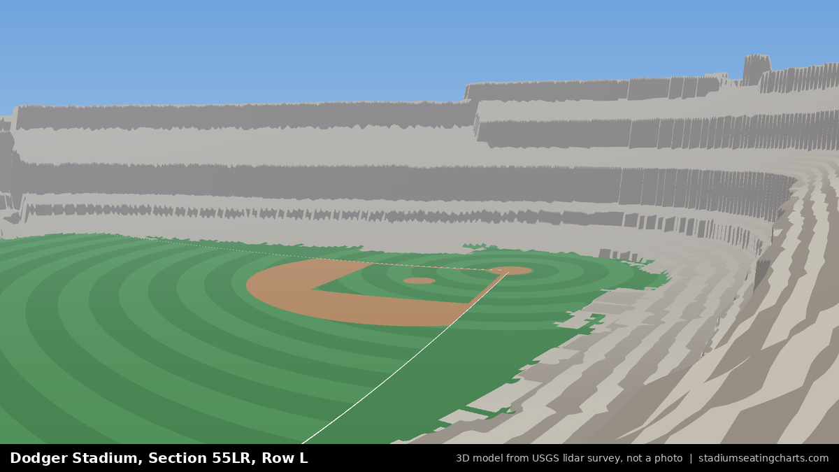 View from Dodger Stadium Section 55LR, Row L, looking toward the pitcher's mound