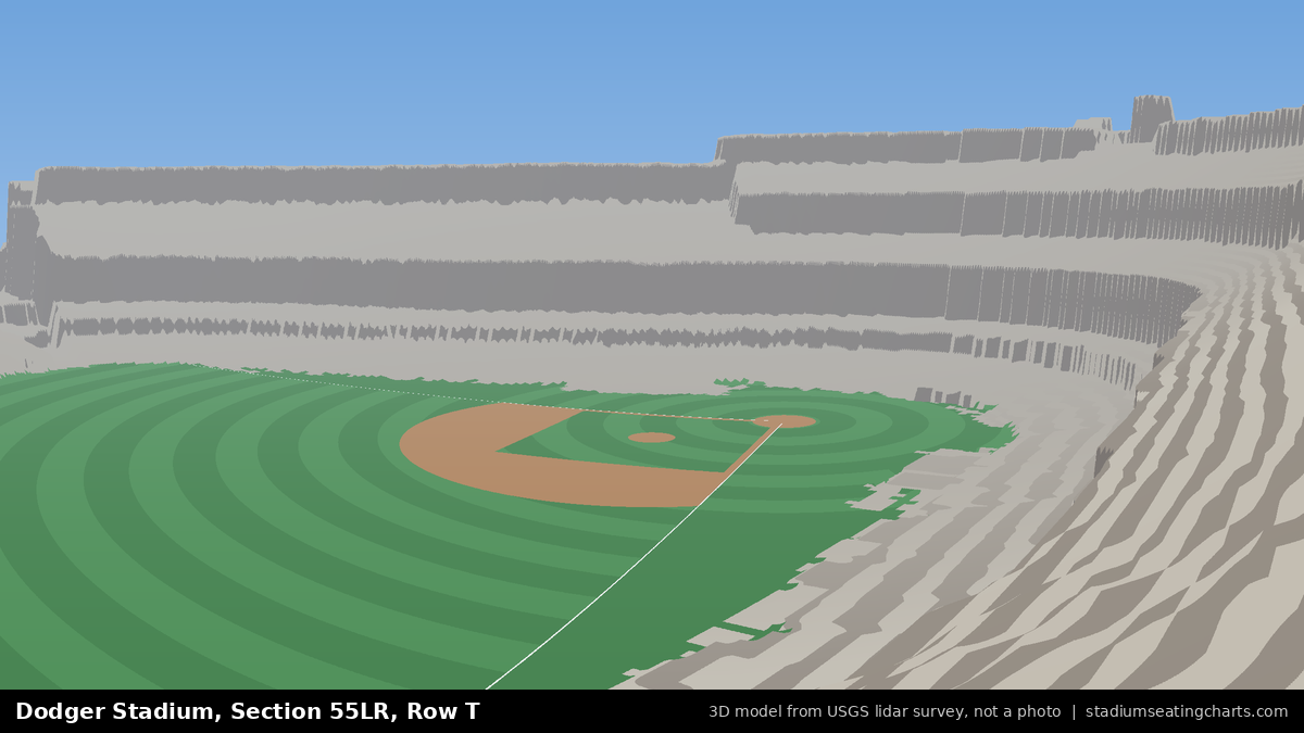 View from Dodger Stadium Section 55LR, Row T, looking toward the pitcher's mound
