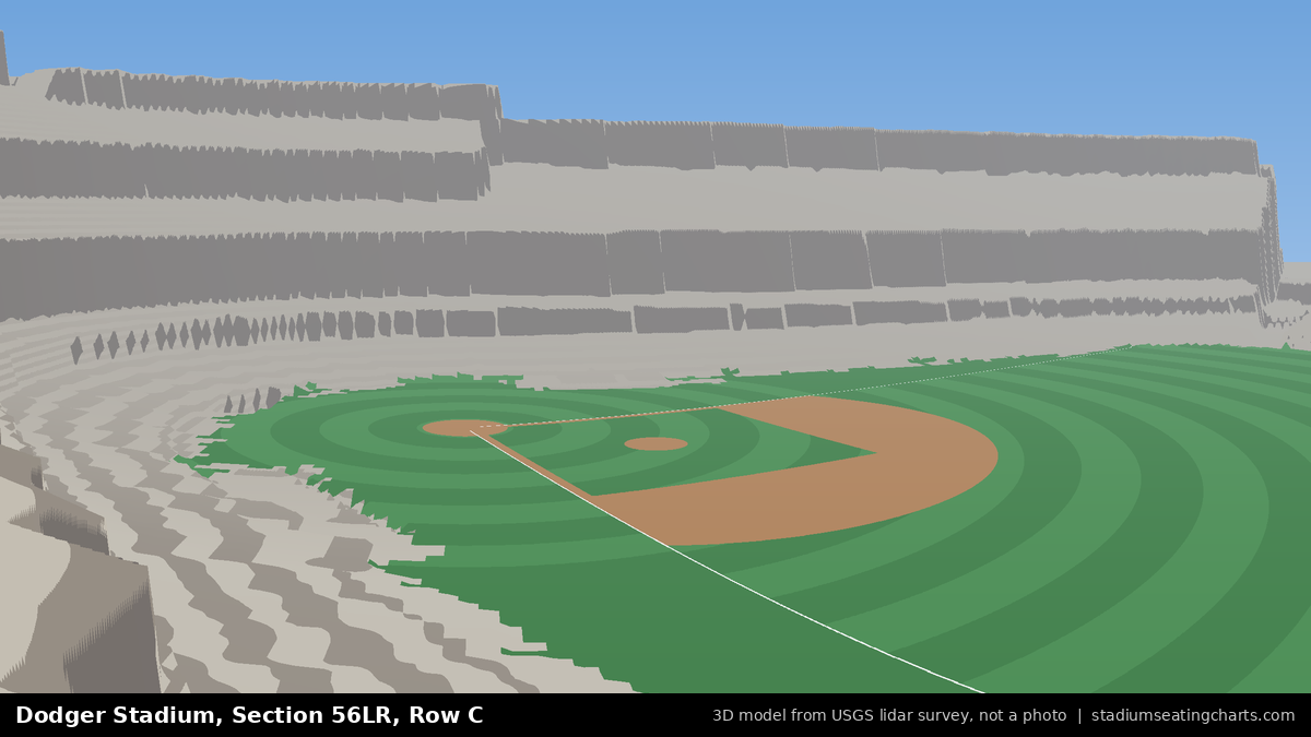 View from Dodger Stadium Section 56LR, Row C, looking toward the pitcher's mound