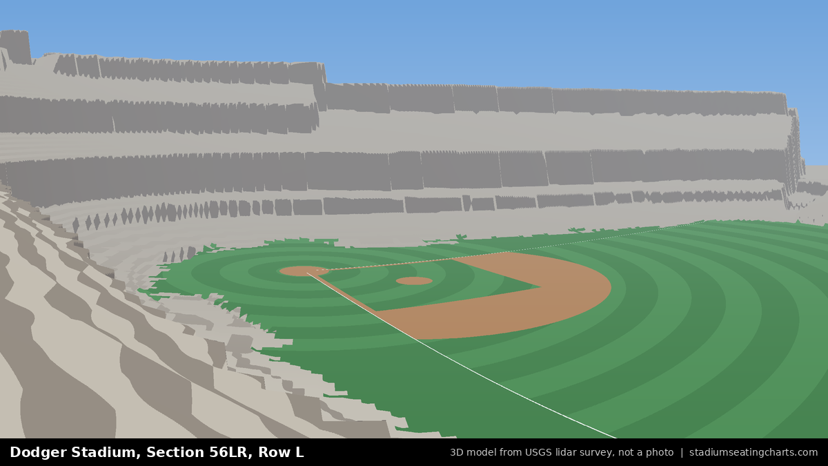 View from Dodger Stadium Section 56LR, Row L, looking toward the pitcher's mound