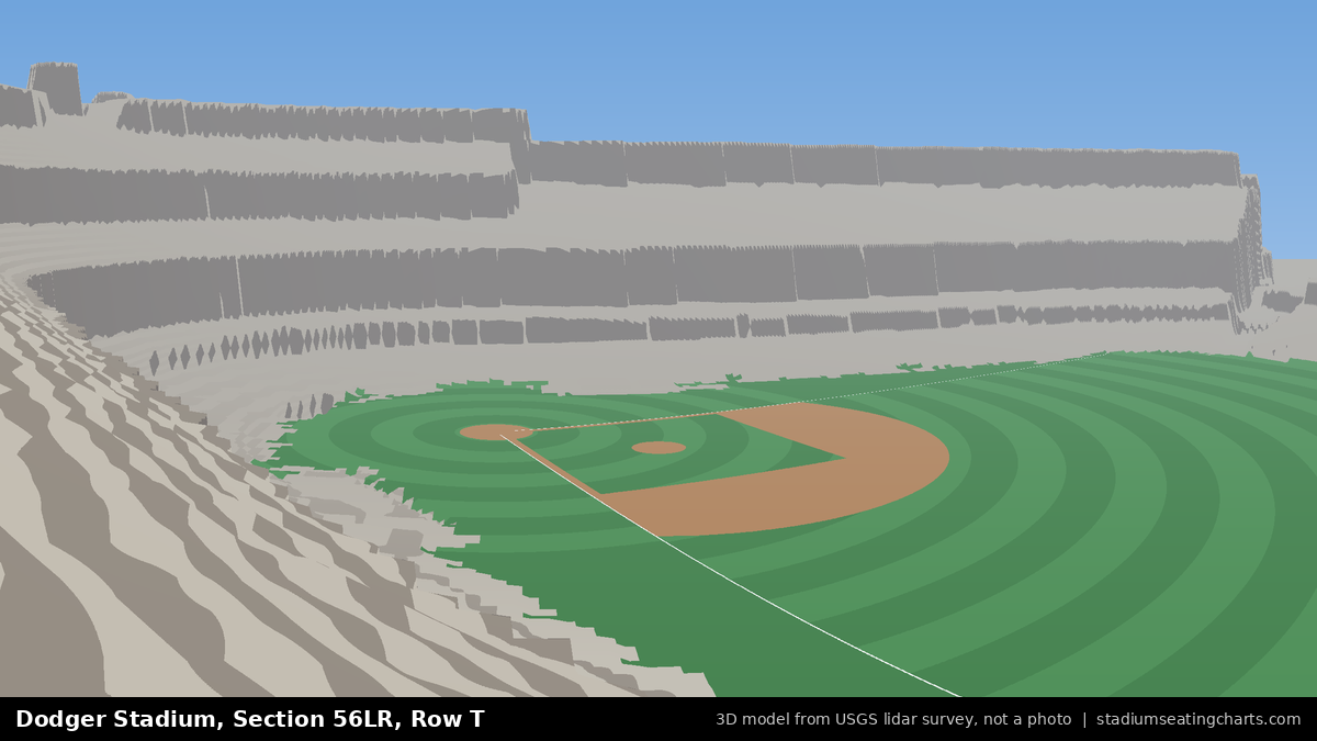 View from Dodger Stadium Section 56LR, Row T, looking toward the pitcher's mound