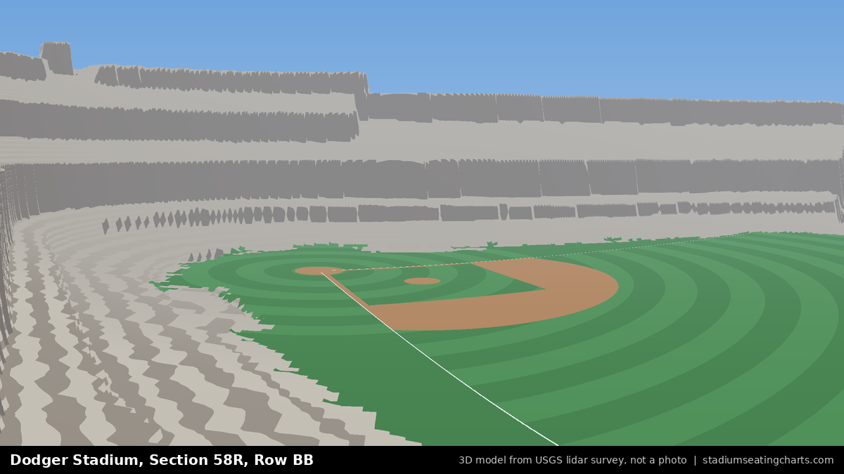 View from Dodger Stadium Section 58R, Row BB, looking toward the pitcher's mound
