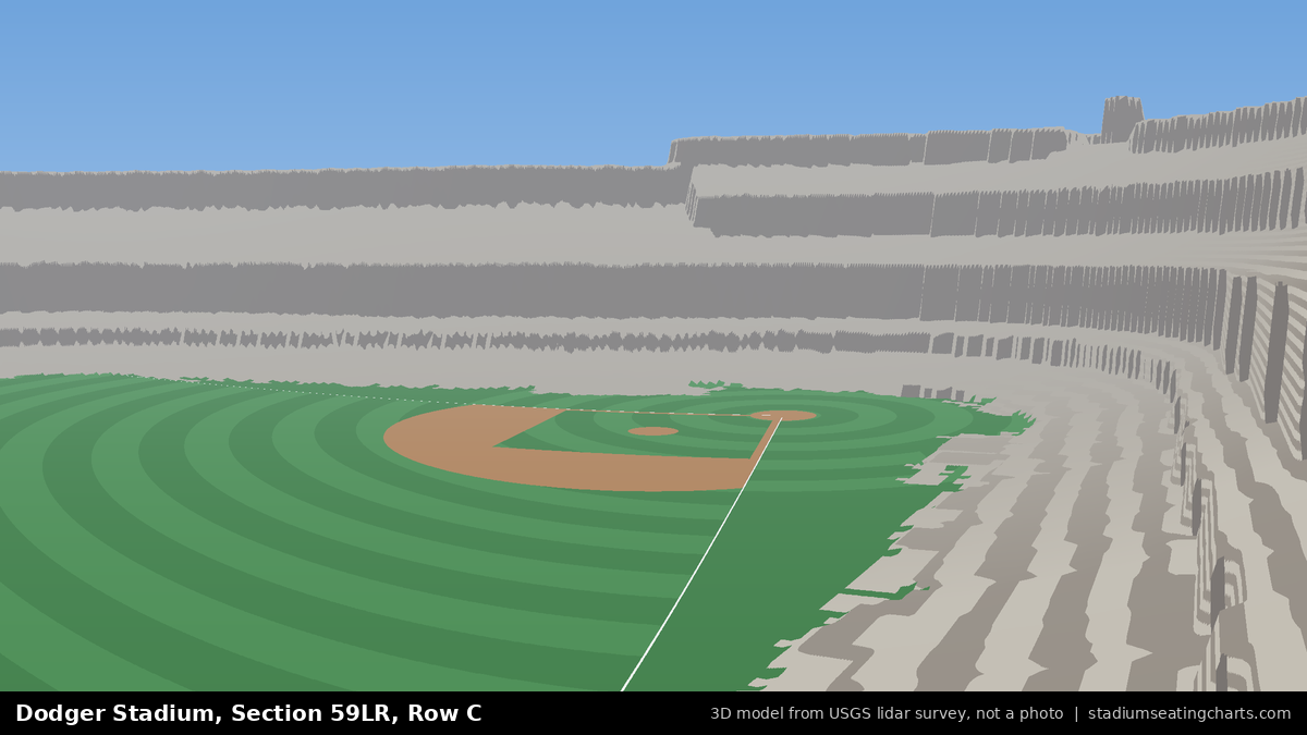 View from Dodger Stadium Section 59LR, Row C, looking toward the pitcher's mound