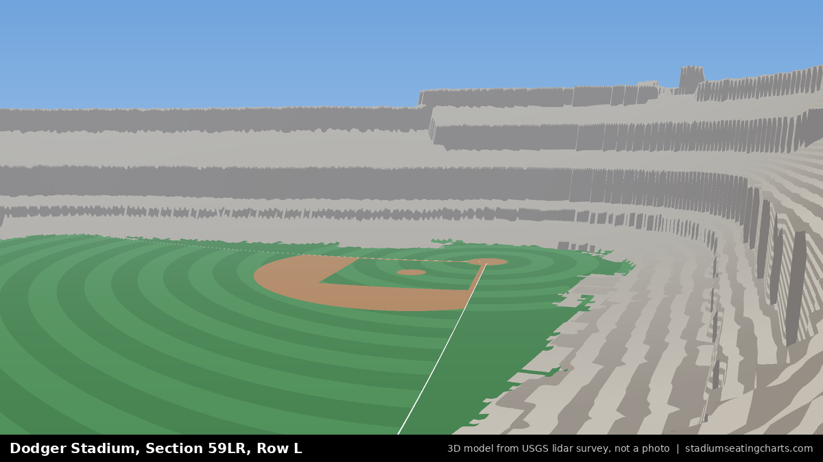 View from Dodger Stadium Section 59LR, Row L, looking toward the pitcher's mound