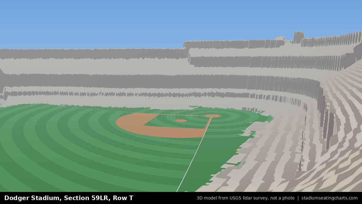 View from Dodger Stadium Section 59LR, Row T, looking toward the pitcher's mound