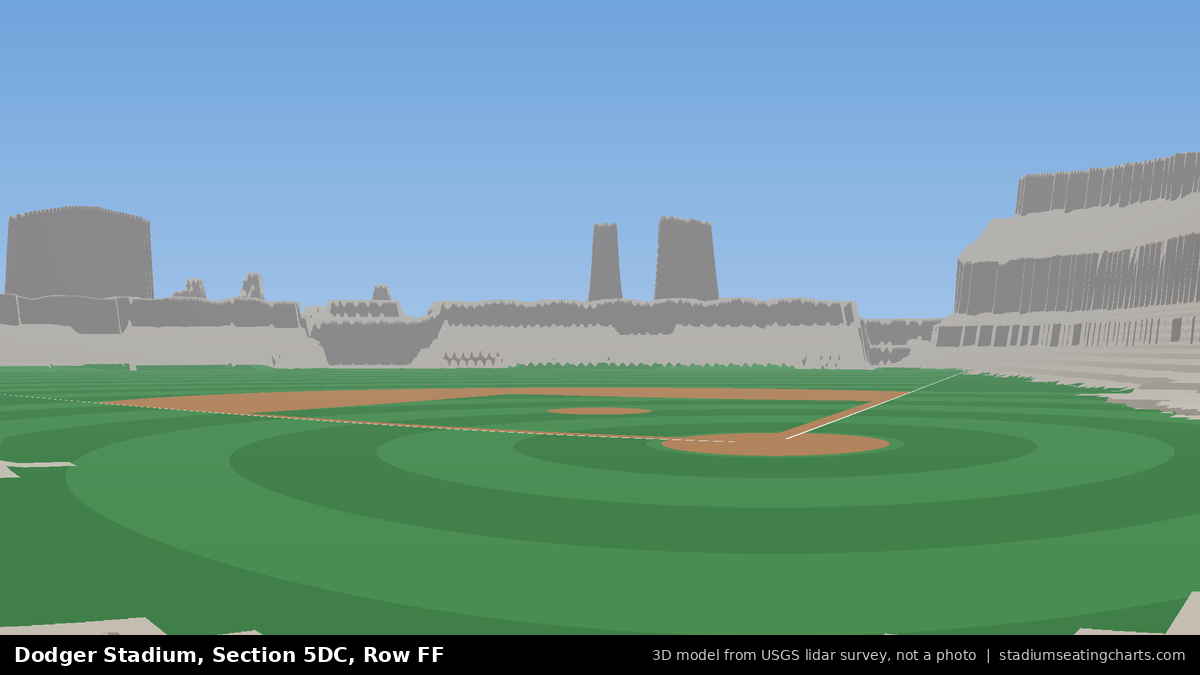 View from Dodger Stadium Section 5DC, Row FF, looking toward the pitcher's mound