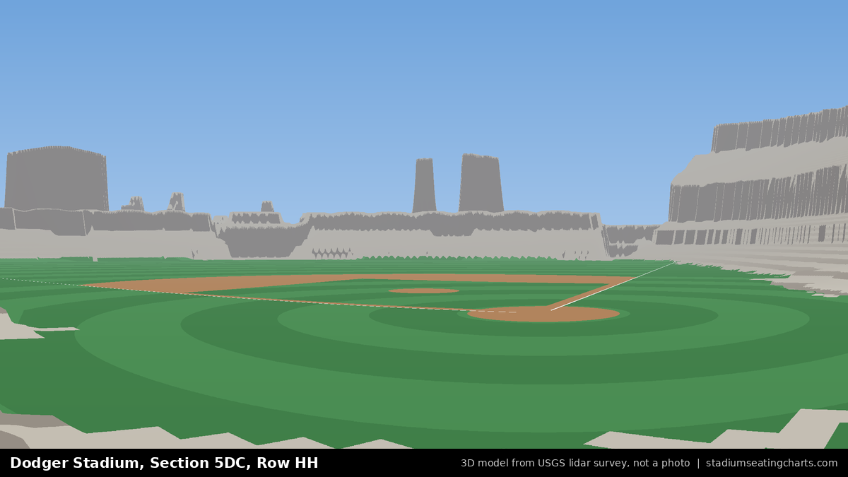 View from Dodger Stadium Section 5DC, Row HH, looking toward the pitcher's mound