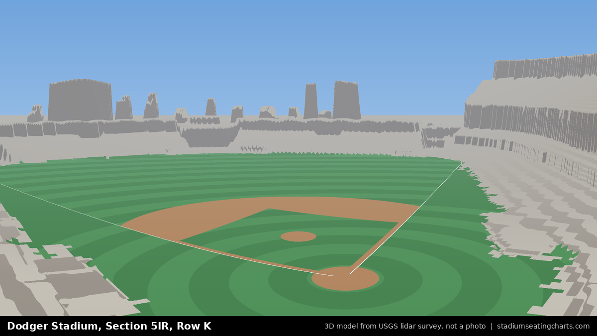 View from Dodger Stadium Section 5IR, Row K, looking toward the pitcher's mound
