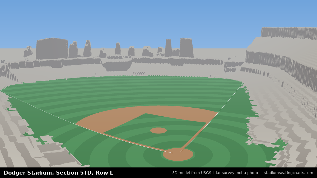 View from Dodger Stadium Section 5TD, Row L, looking toward the pitcher's mound