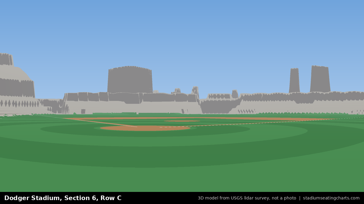 View from Dodger Stadium Section 6, Row C, looking toward the pitcher's mound