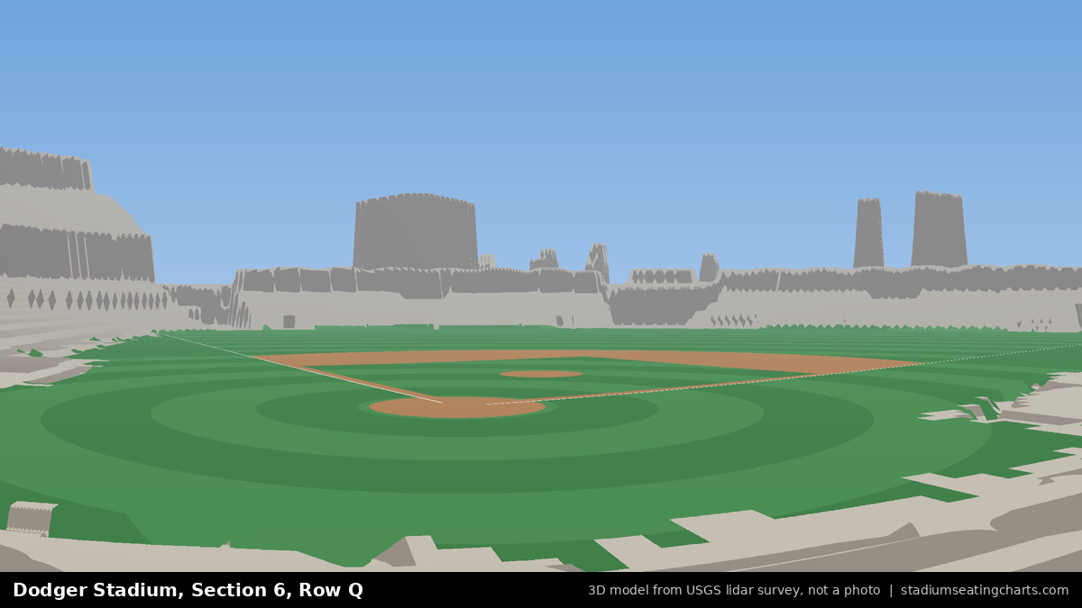 View from Dodger Stadium Section 6, Row Q, looking toward the pitcher's mound