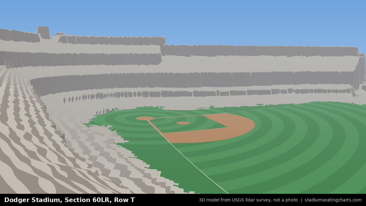 View from Dodger Stadium Section 60LR, Row T, looking toward the pitcher's mound