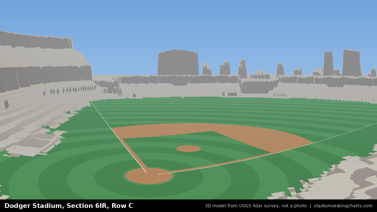 View from Dodger Stadium Section 6IR, Row C, looking toward the pitcher's mound