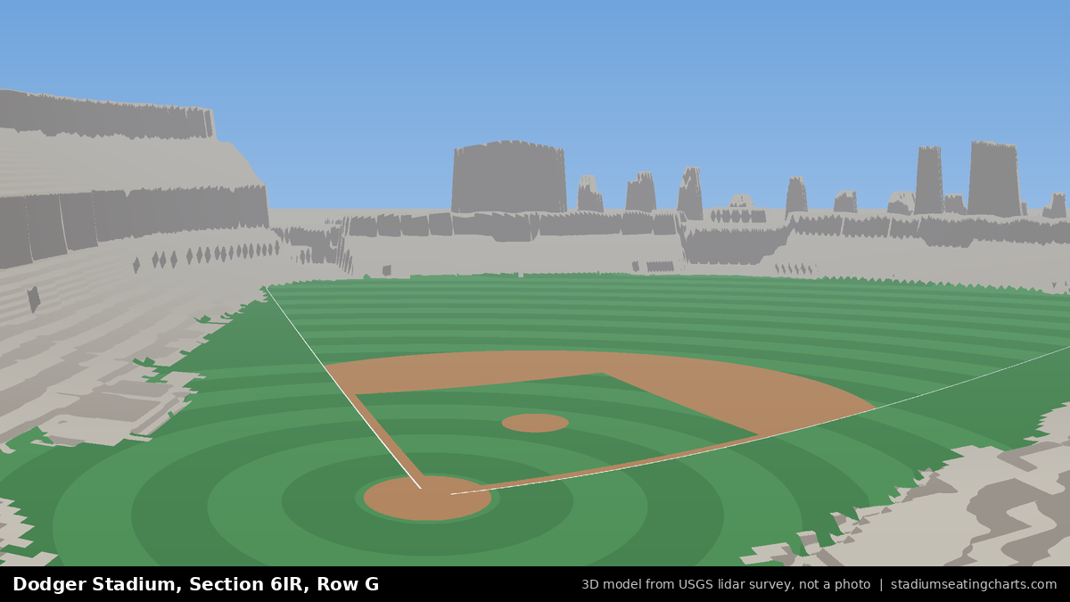 View from Dodger Stadium Section 6IR, Row G, looking toward the pitcher's mound