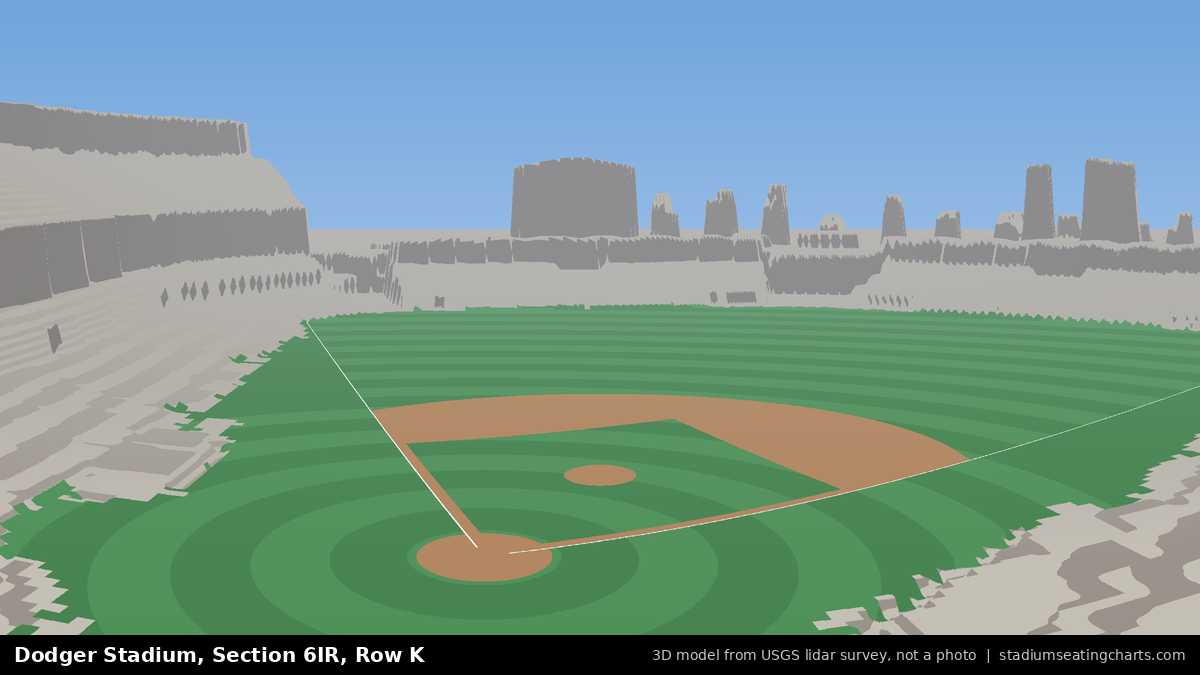 View from Dodger Stadium Section 6IR, Row K, looking toward the pitcher's mound