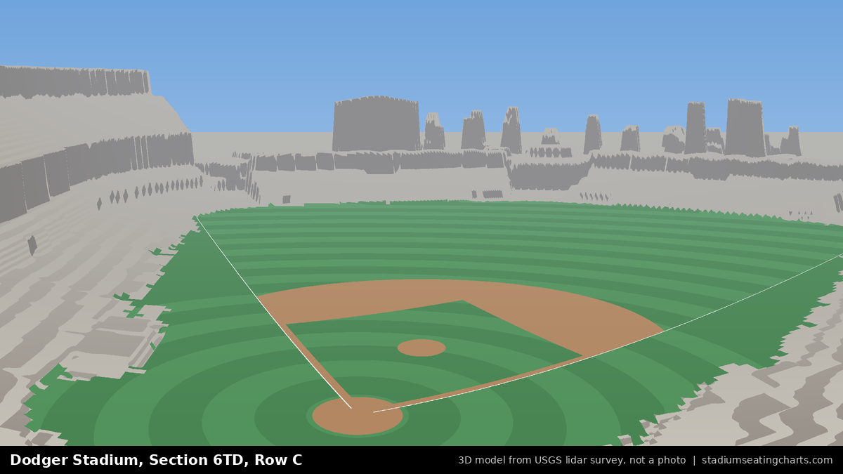 View from Dodger Stadium Section 6TD, Row C, looking toward the pitcher's mound