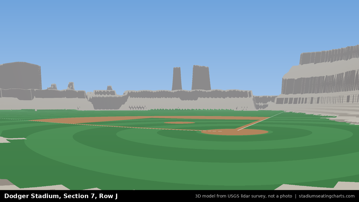 View from Dodger Stadium Section 7, Row J, looking toward the pitcher's mound