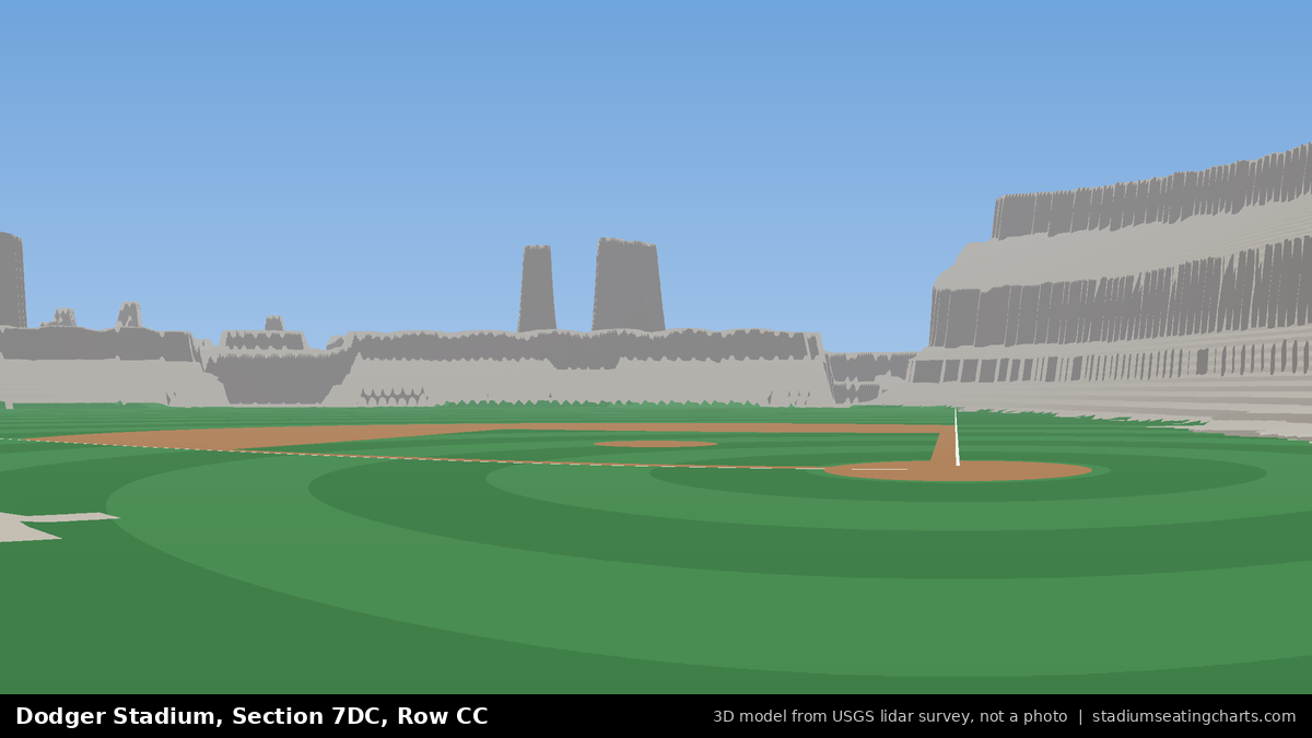 View from Dodger Stadium Section 7DC, Row CC, looking toward the pitcher's mound