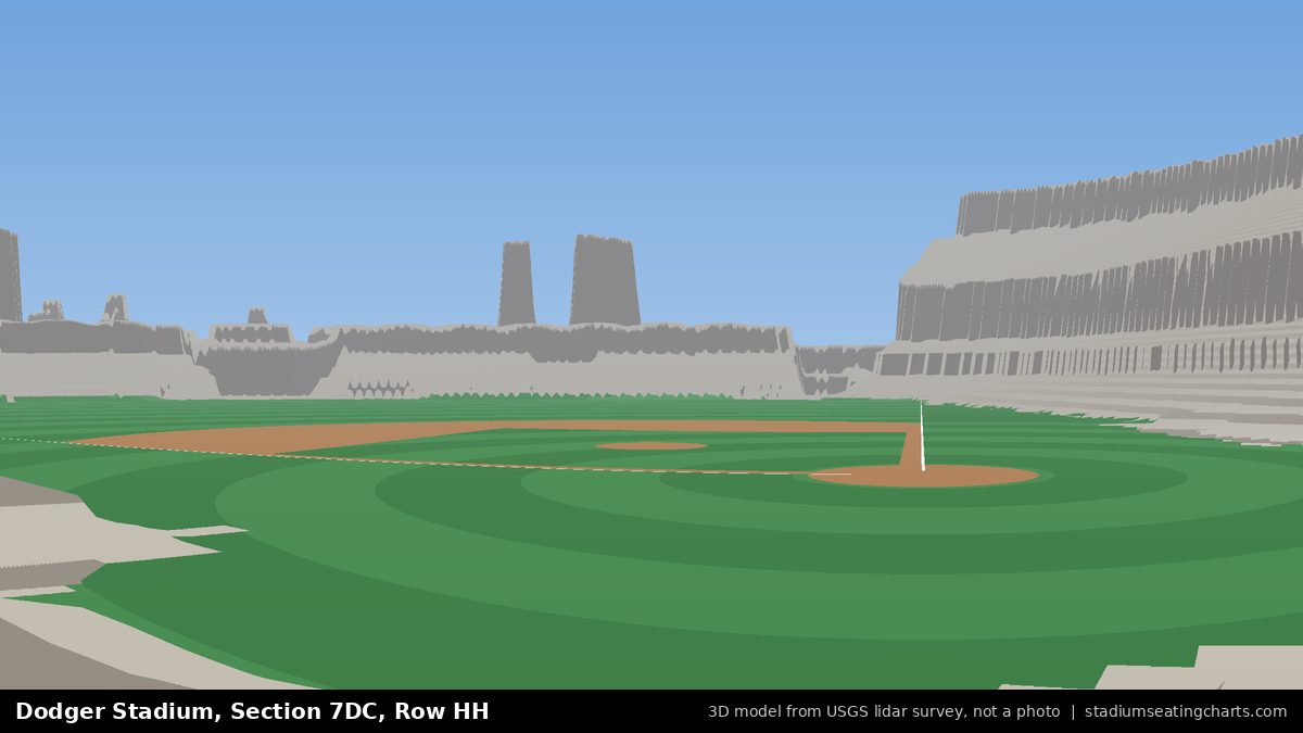 View from Dodger Stadium Section 7DC, Row HH, looking toward the pitcher's mound