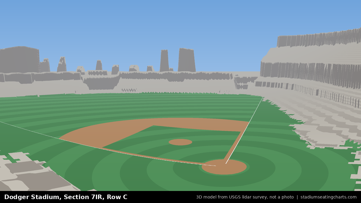 View from Dodger Stadium Section 7IR, Row C, looking toward the pitcher's mound