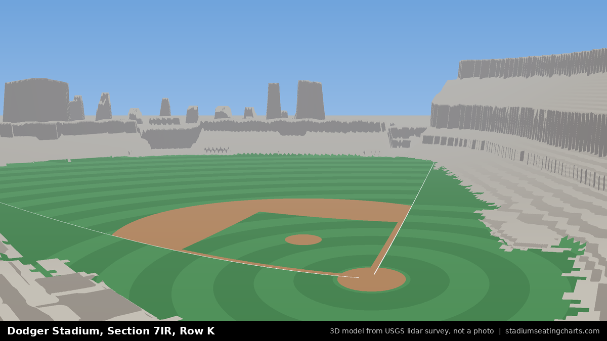 View from Dodger Stadium Section 7IR, Row K, looking toward the pitcher's mound